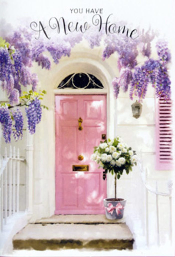 This image offers a lovingly detailed view of a Highbury doorway that seems to breathe with calm anticipation. A gently painted pink front door stands at the heart of the scene, its soft, powdery shade reminiscent of a spring sunrise over the rooftops near Highbury & Islington. Above and around it, abundant strands of wisteria in lavender, lilac, and soft violet tones cascade down in fluid curtains, their blossoms clustered in loose, pendulous sprays that sway just enough to cast dappled shadows on the wall. The surrounding facade is whitewashed, with a single softly coloured shutter, creating a harmonious, light-filled frame that amplifies the pastel hues of the door and flowers. At the base of the step, slightly off-centre in a way that feels charmingly natural, sits a metal bucket in a cool grey tone, subtly weathered as though it has seen many arrangements come and go. From it rises a lavish bouquet of creamy white roses, each bloom in full, rounded glory, surrounded by tender sprigs of green foliage that soften the edges and add a fresh, garden-like feel. Tied around the bucket is a pale pink ribbon, its satin surface tight but slightly rippled, catching glints of light that link it visually back to the pink door. The composition feels both carefully curated and effortlessly relaxed, much like the leafy, character-filled streets that wind around Highbury Fields. You may imagine this floral gift placed there for someone just collecting the keys to a new maisonette, or as a surprise delivered after a long day of unpacking boxes-a gentle, fragrant declaration that this Highbury house is no longer just a property but a home, filled with tenderness, hope, and the soft rustle of petals and vines.